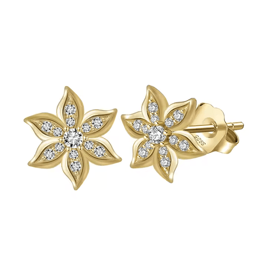 CZ Encrusted Flower Stud Earrings