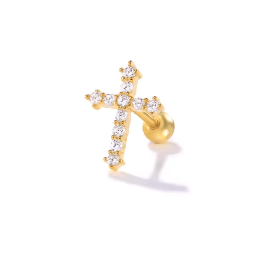 Dainty CZ Cross Stud Earrings