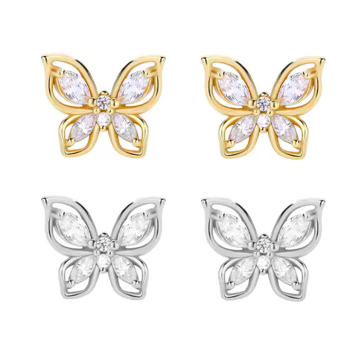 Butterfly CZ Stud Earrings