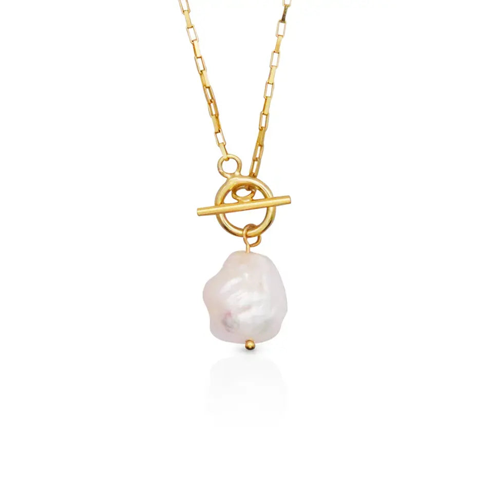 T-Bar & Baroque Pearl Necklace