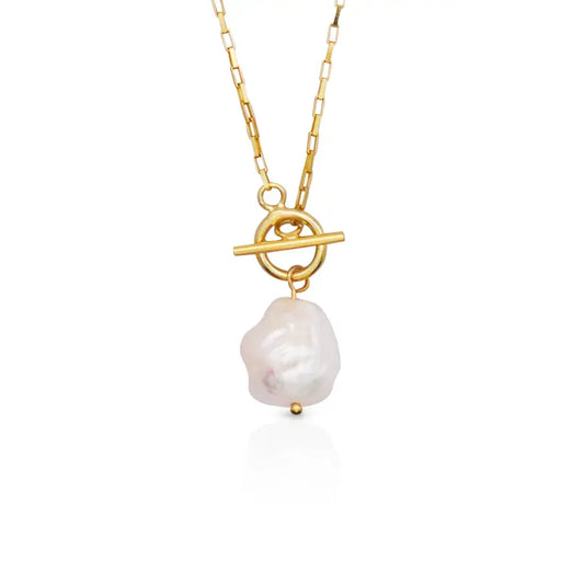 T-Bar & Baroque Pearl Necklace