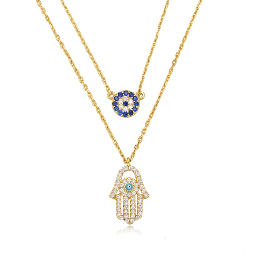 Hamsa & Evil Eye Pendant Necklace