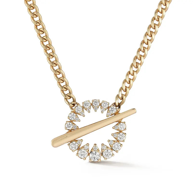 T-Bar & CZ Ring Cuban Necklace